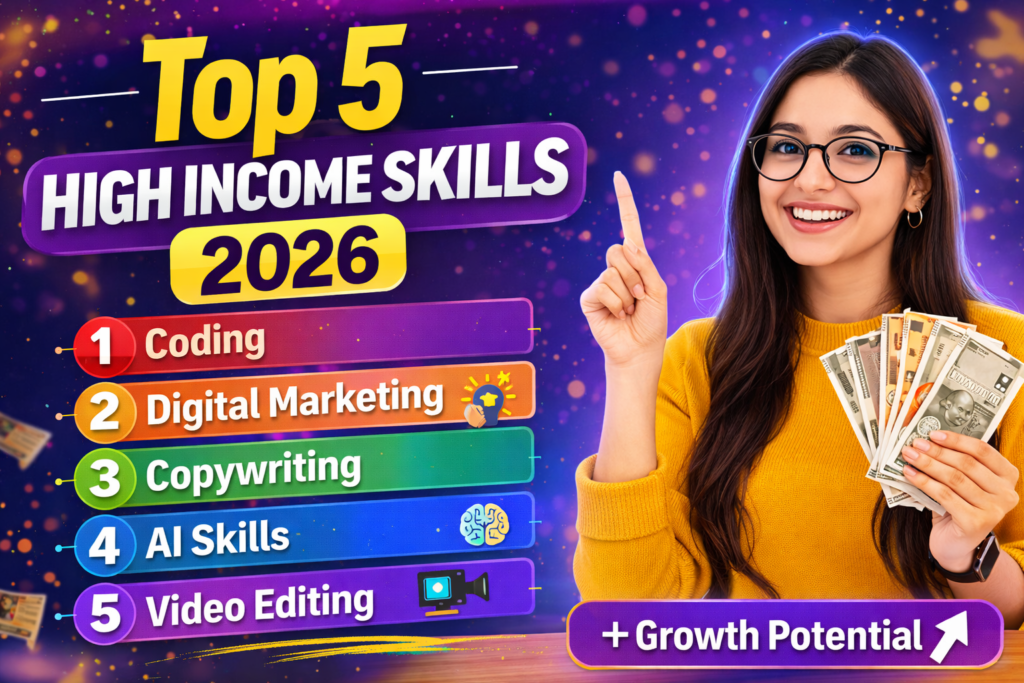 Top 5 high income skills 2026 with beginner guide and earning potential concept